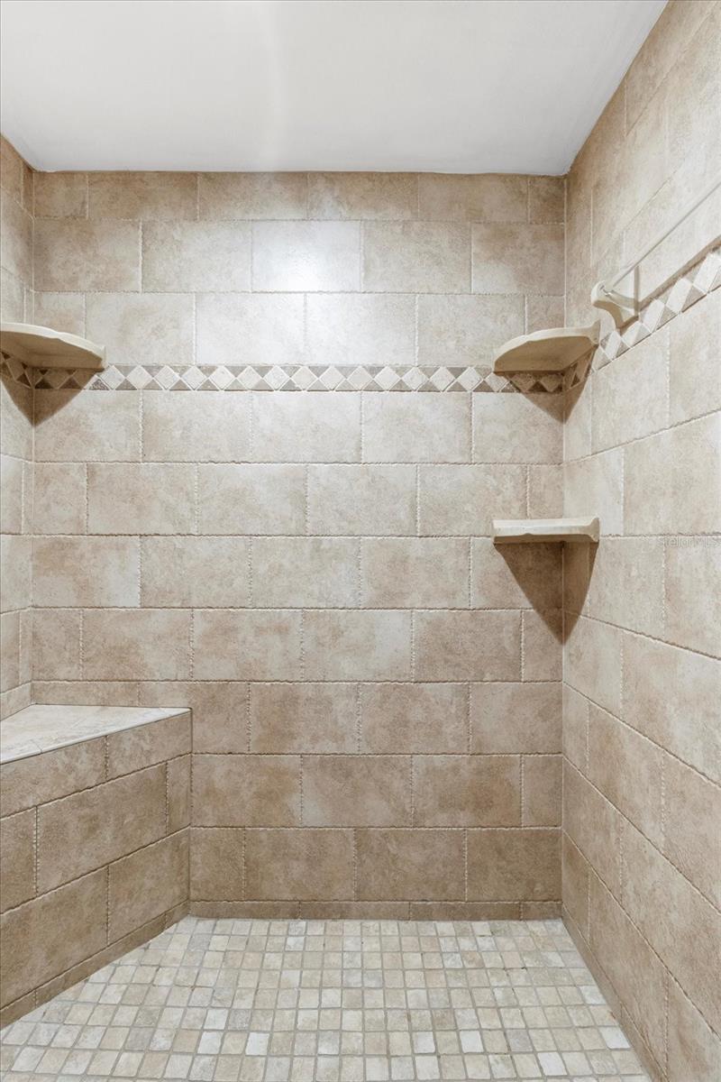 Spacious Master shower with seating