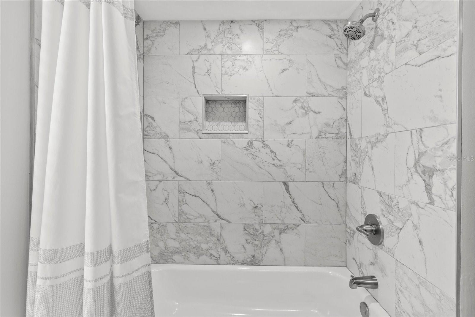 Guest bath updated new tub, tile, fixtures!