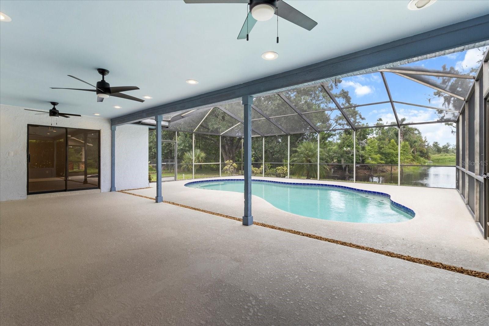 Covered patio seating area