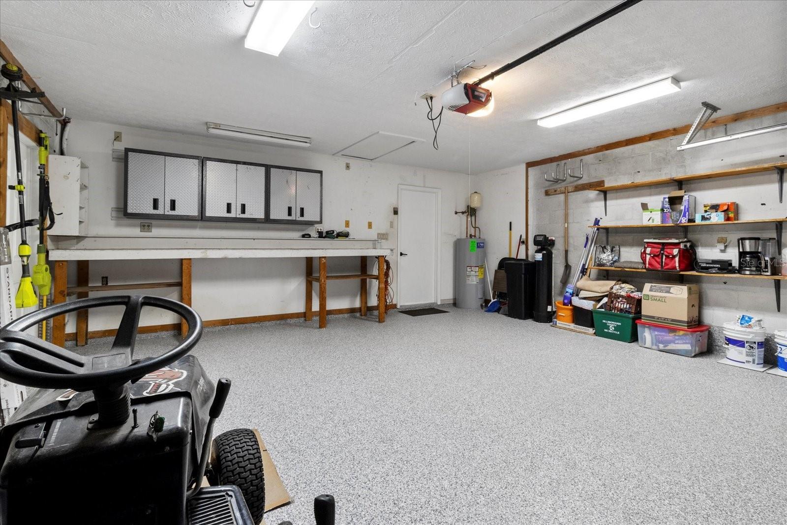 Garage with new epoxy flooring