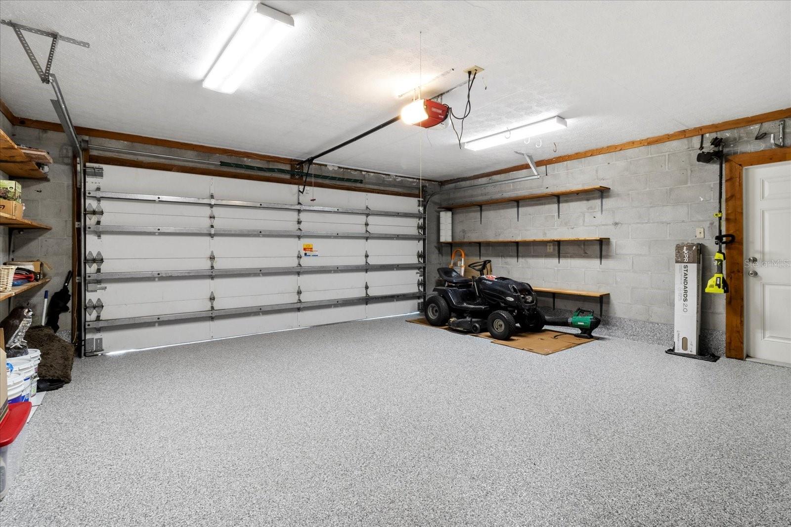 Garage with new epoxy flooring