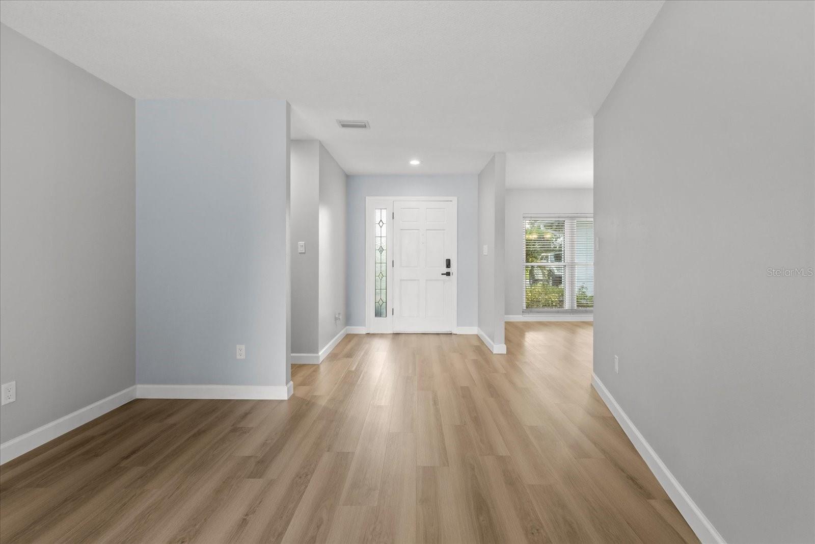 View from living room toward front door