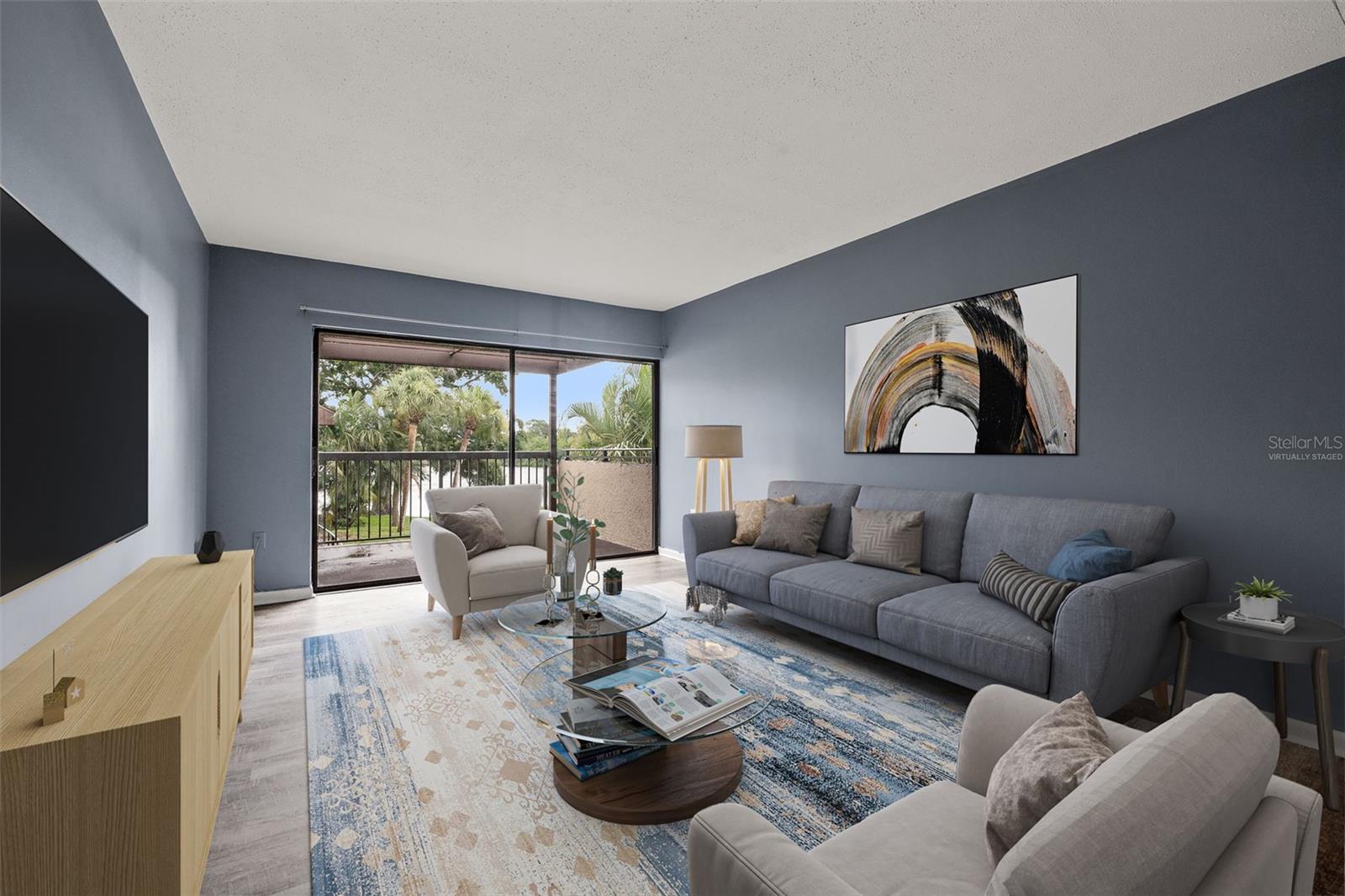 Virtually staged living room