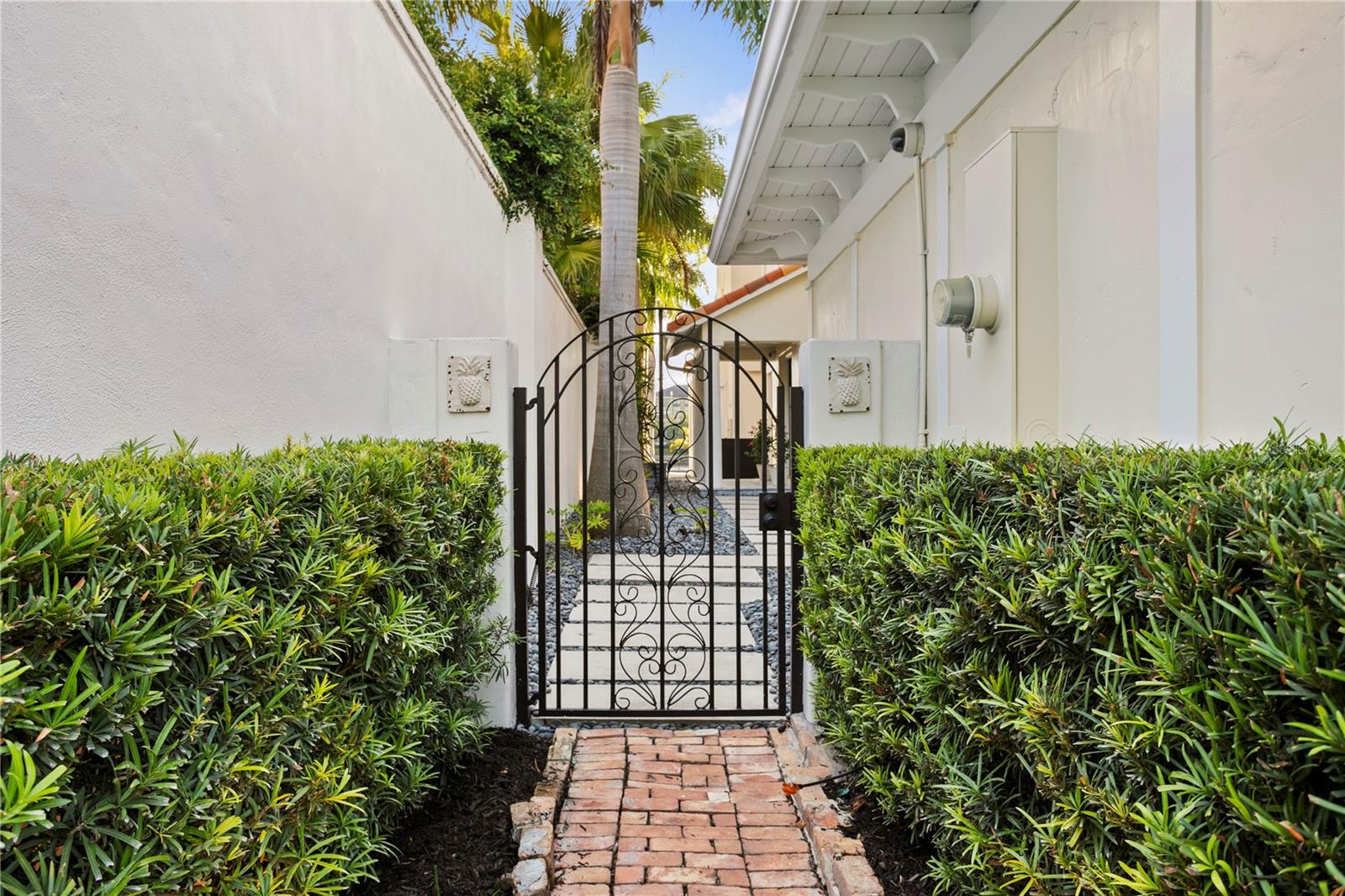Privately gated entrance on end of street offers wonderful serenity