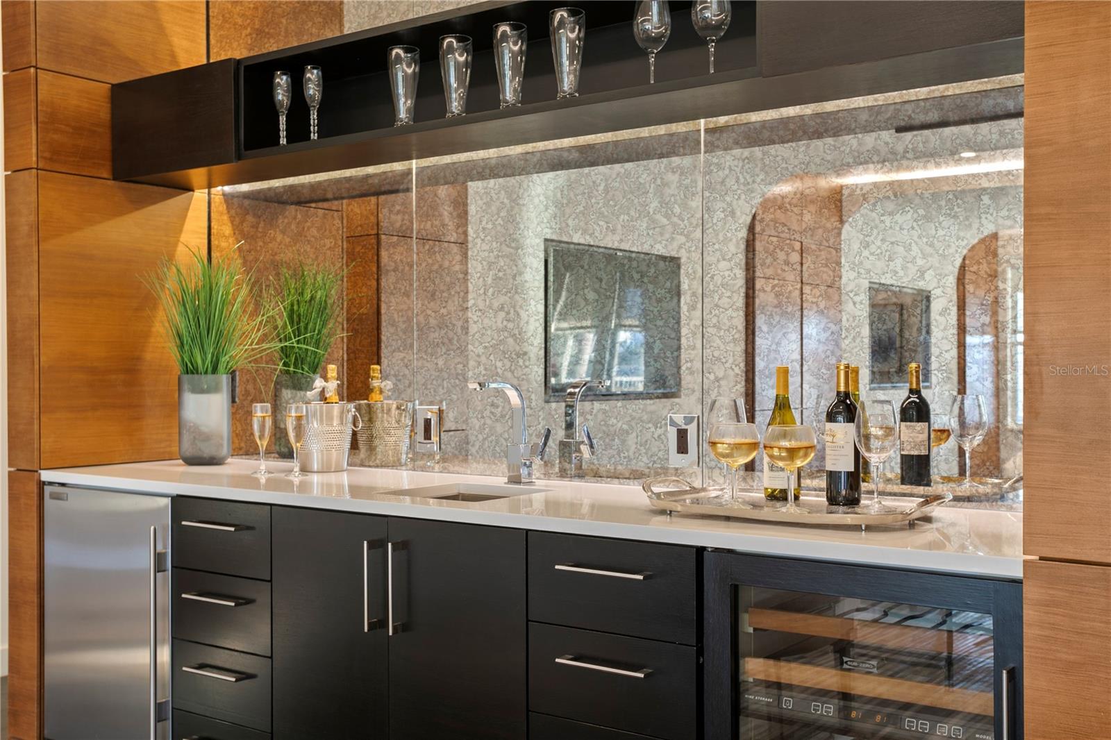 Custom Wet Bar with wine and beverage refrigerators