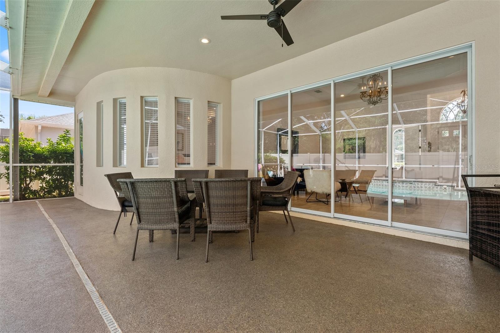 Covered lanai with fan and lighting