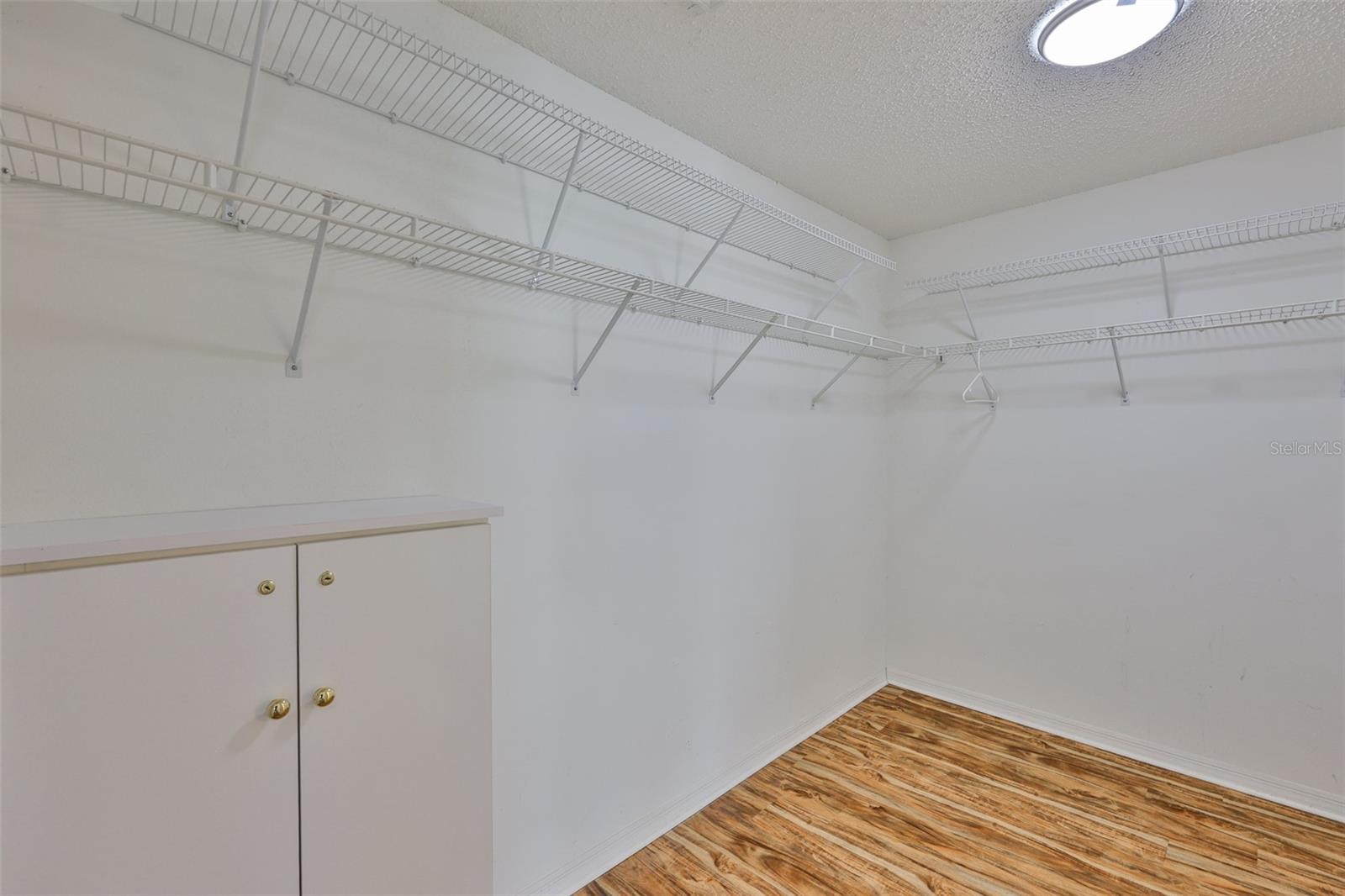 Primary bedroom walk-in closet - it's continuous from the primary bedroom through the primary bath. New light fixture too.