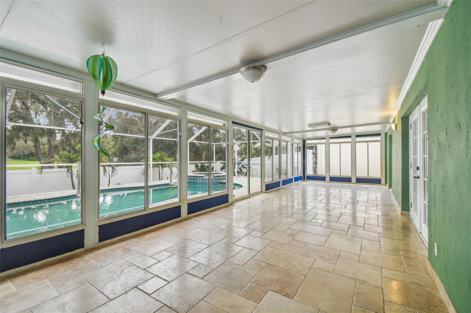 Bright and still private view of pool