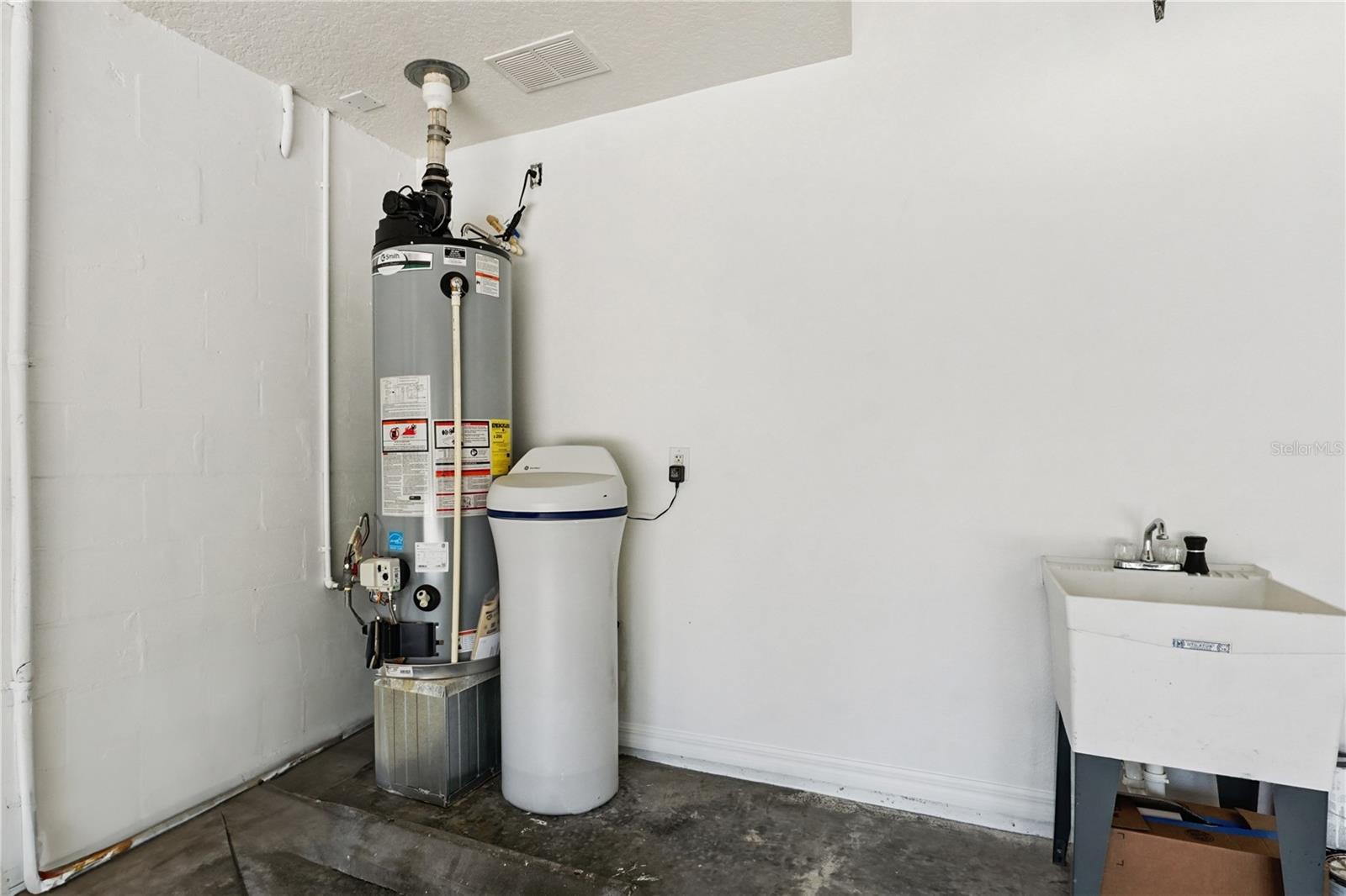 Gas water heather and water softening system.