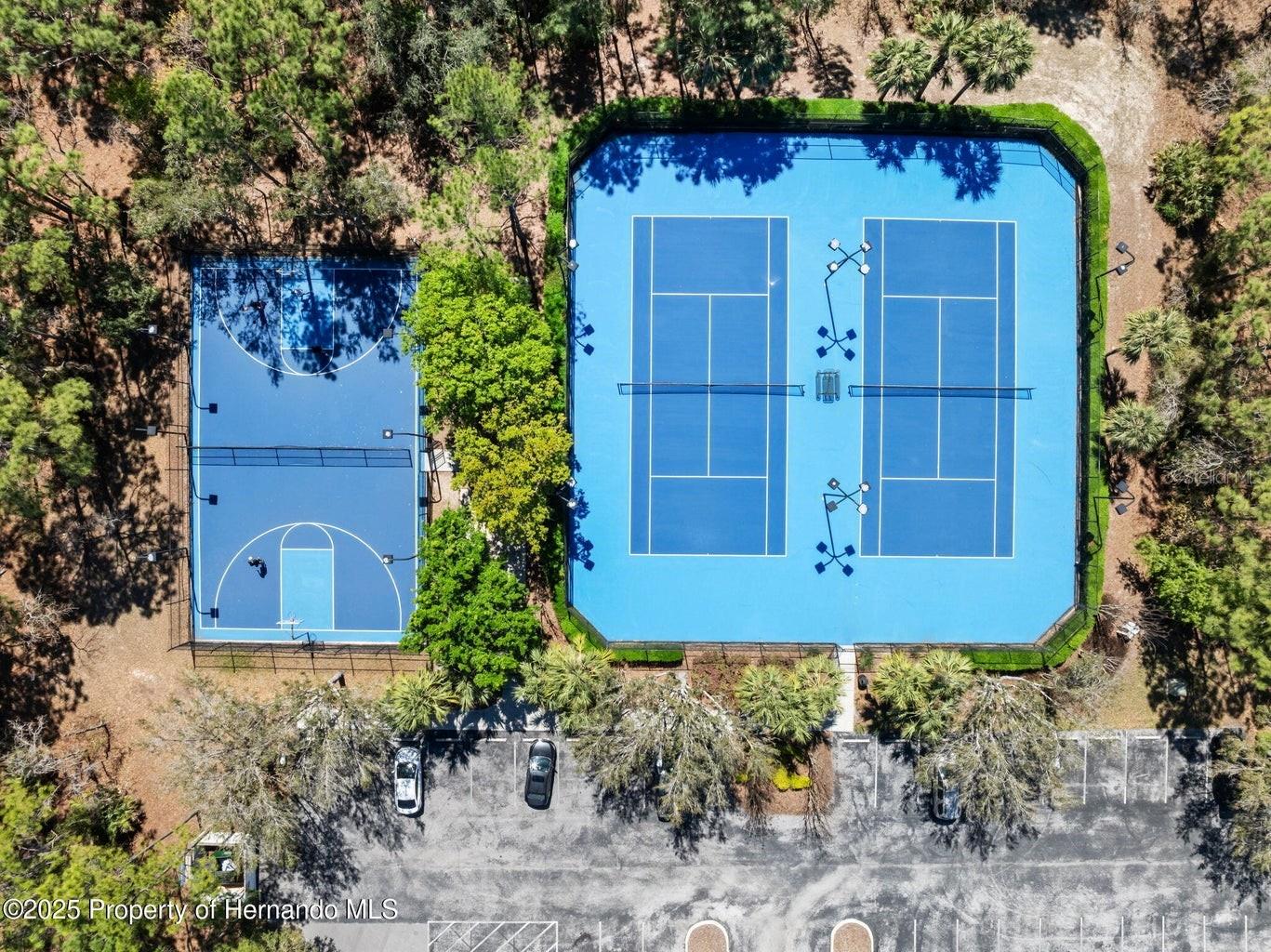 Aerial View Tennis/Basketball Courts