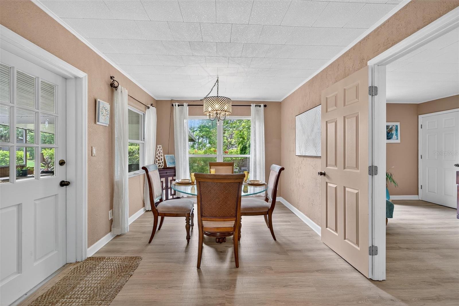 Elegant dining room with lots of natural lighting