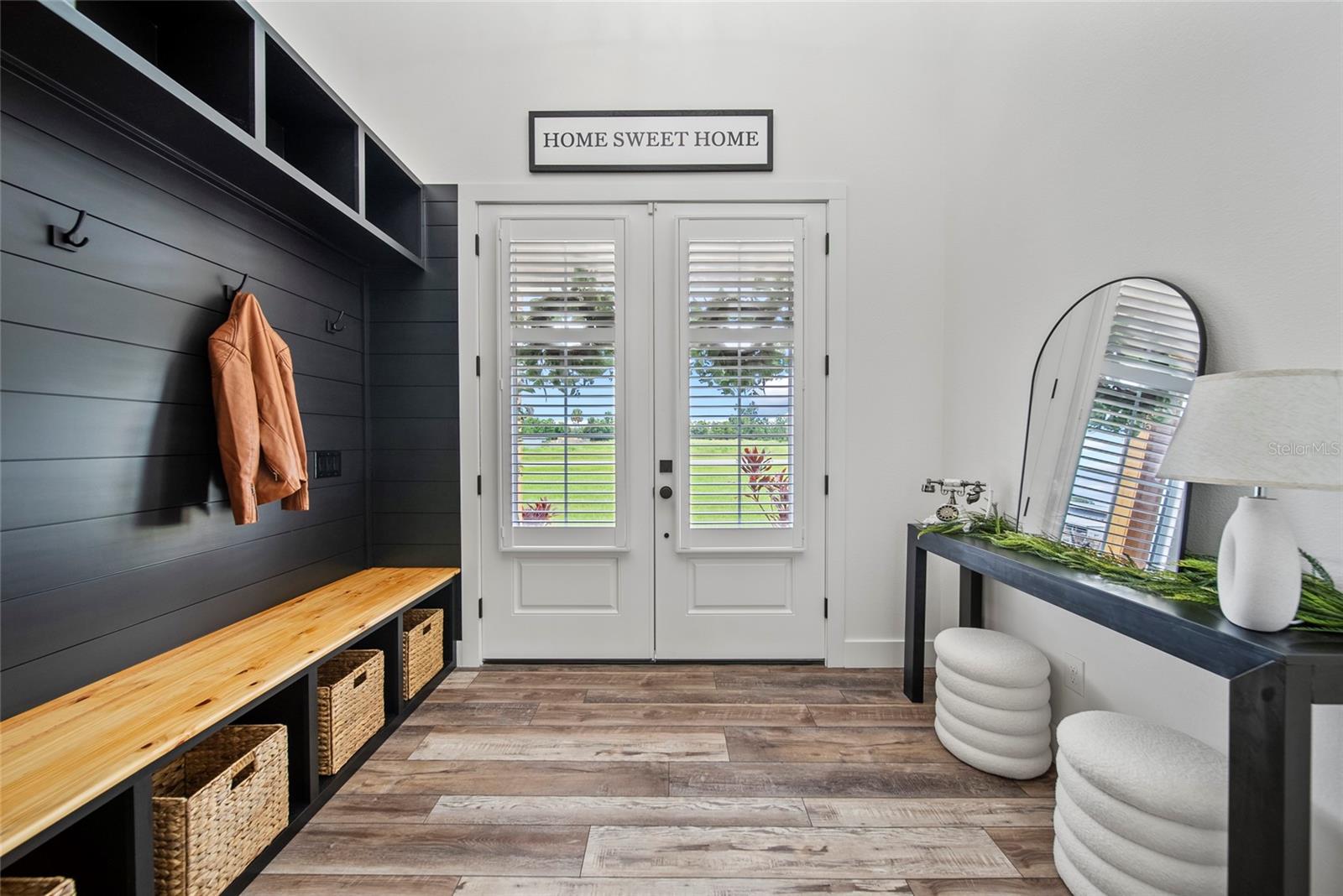 custom "mudroom" built-ins in foyer