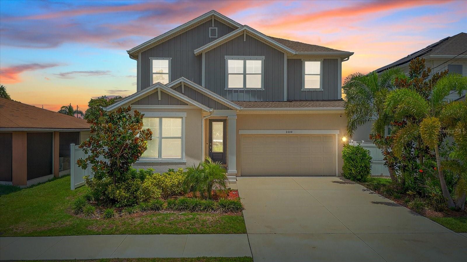 Front Elevation at twilight