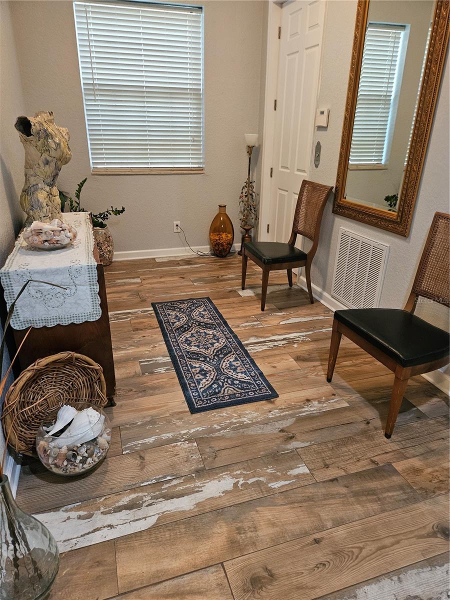 Entry into living room, Kitchen, Dining Room.