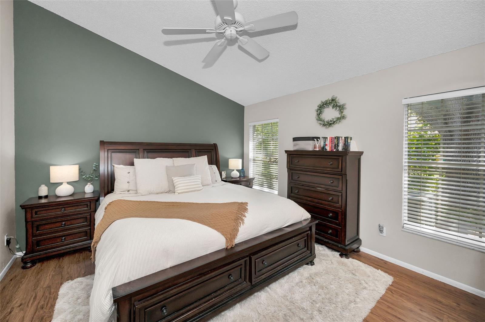 Primary Bedroom with vaulted ceiling