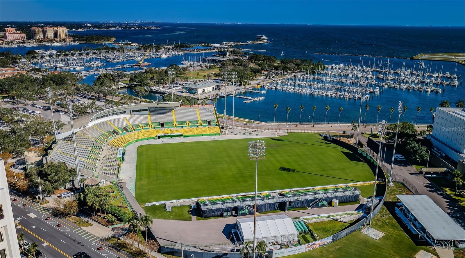 Al Lang Field with marina in background