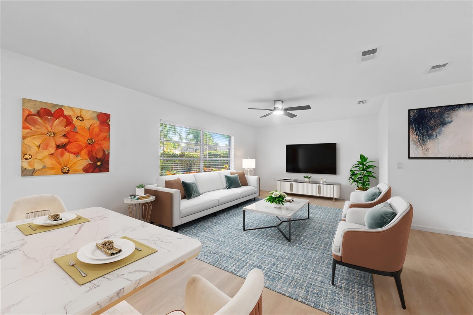 virtually staged living room