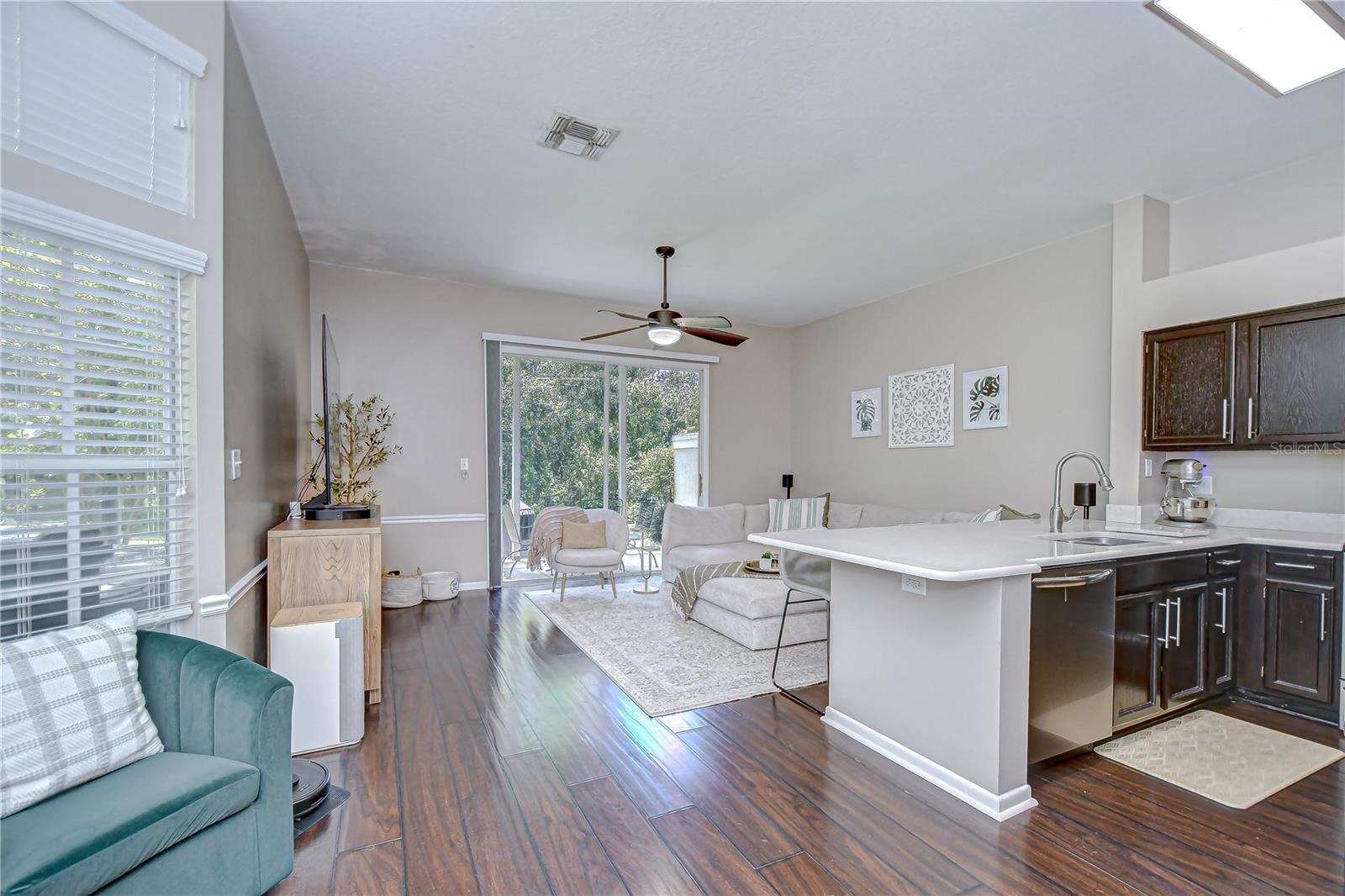 Open and spacious kitchen/family room