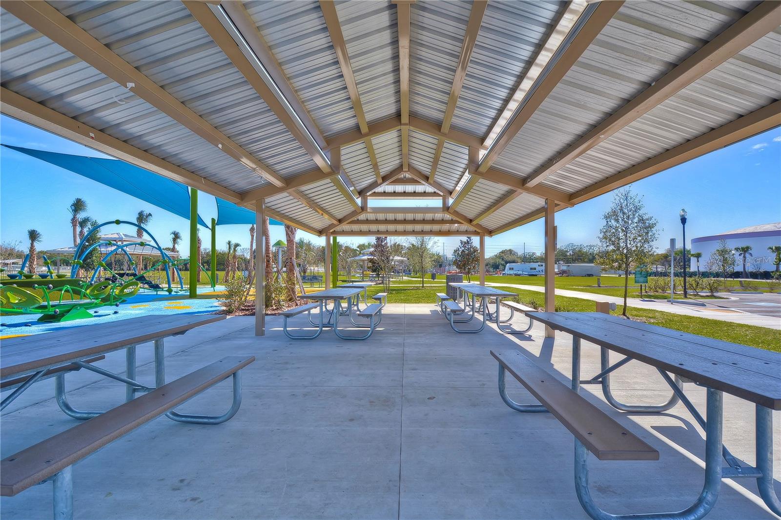 CV Park Pavilion adjacent to splash pad