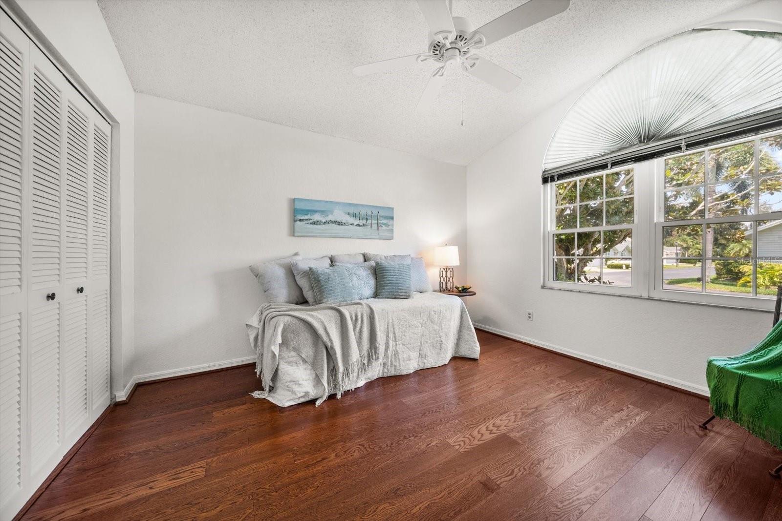 Guest room with dual closets.