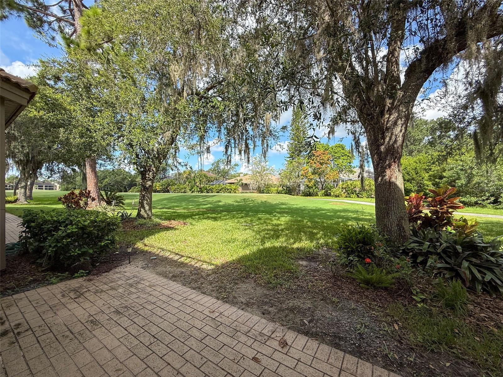 View of the 18th tee from the patio