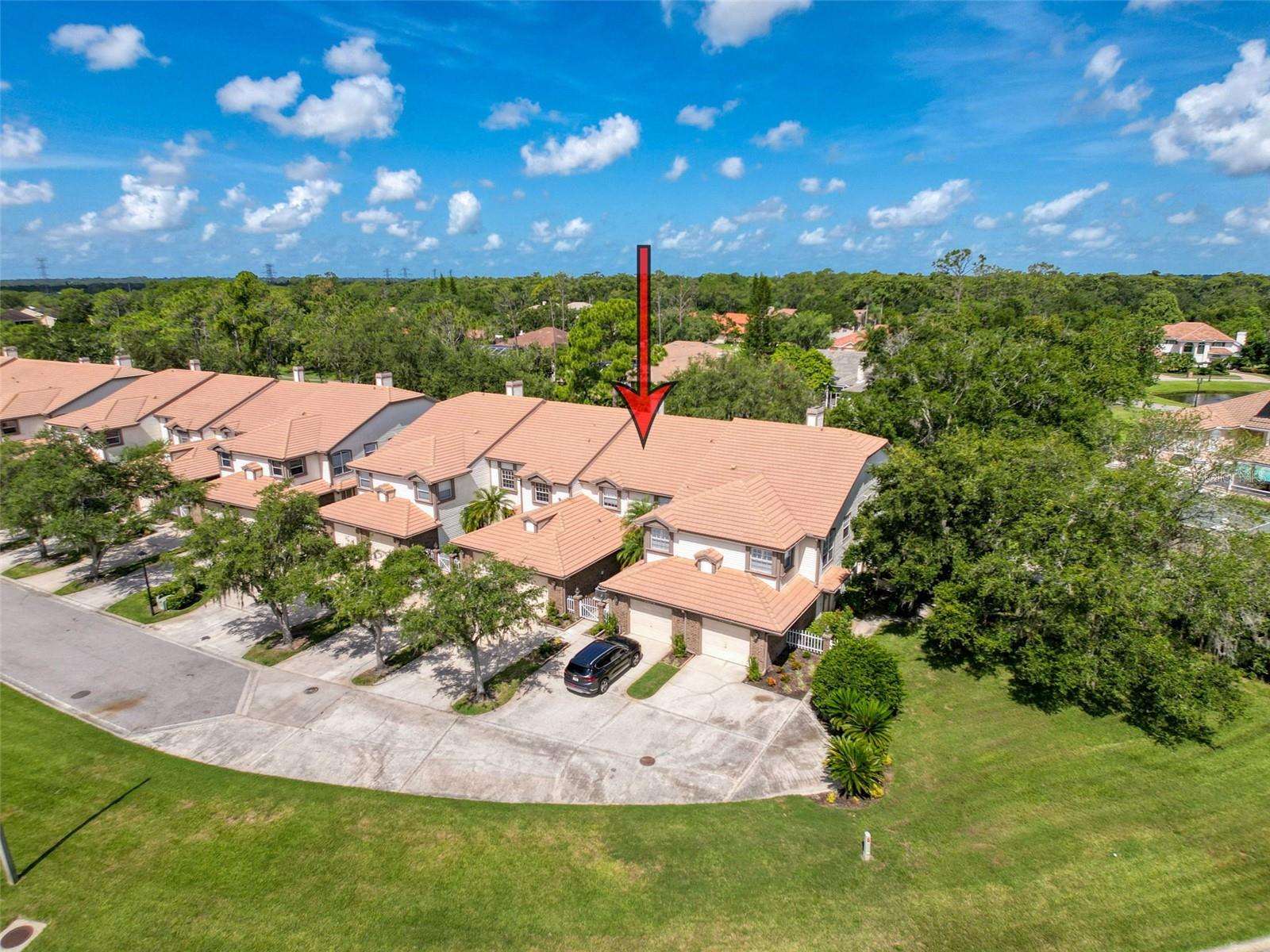Aerial view of the townhouse