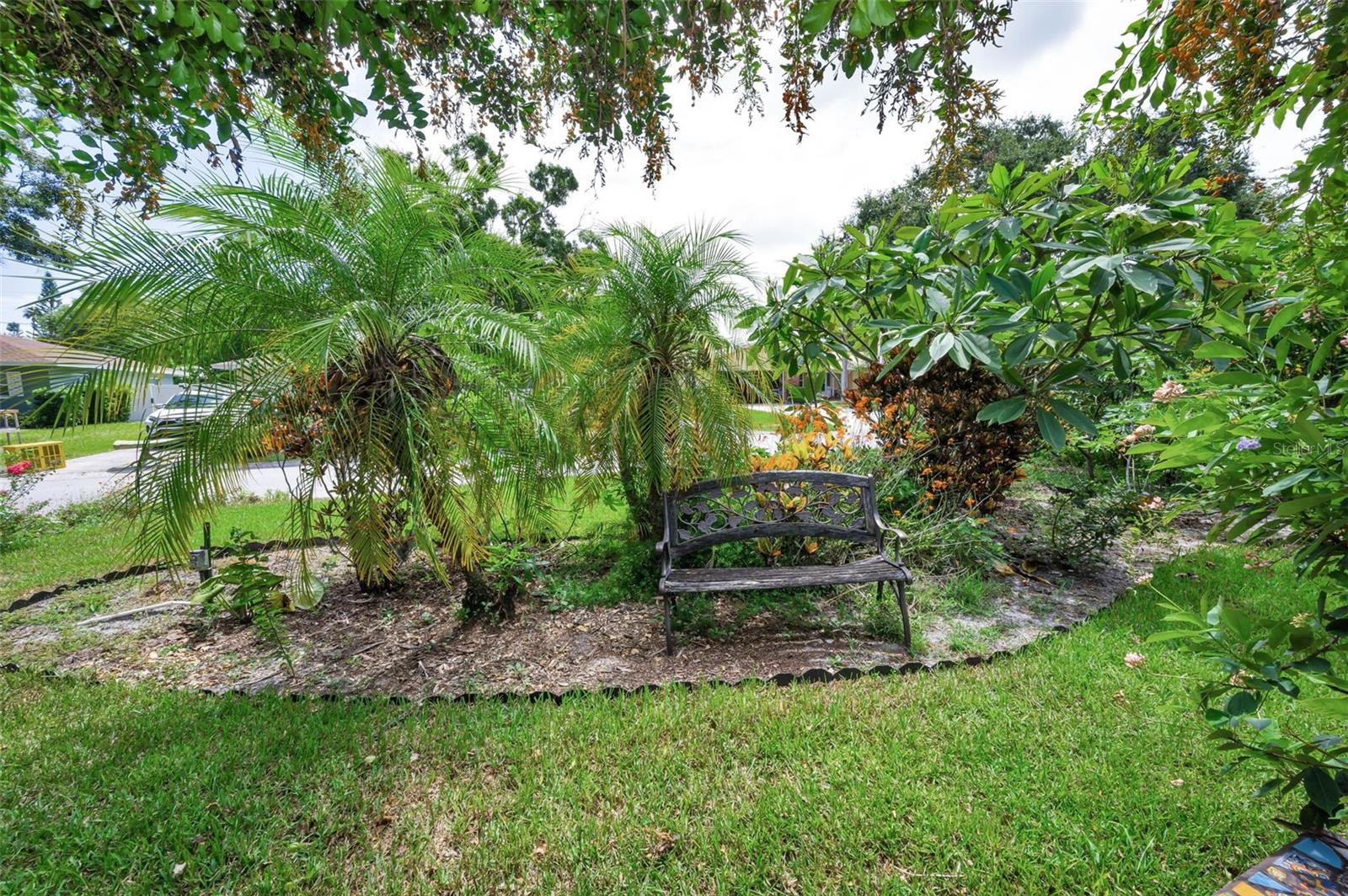 bench in front yard
