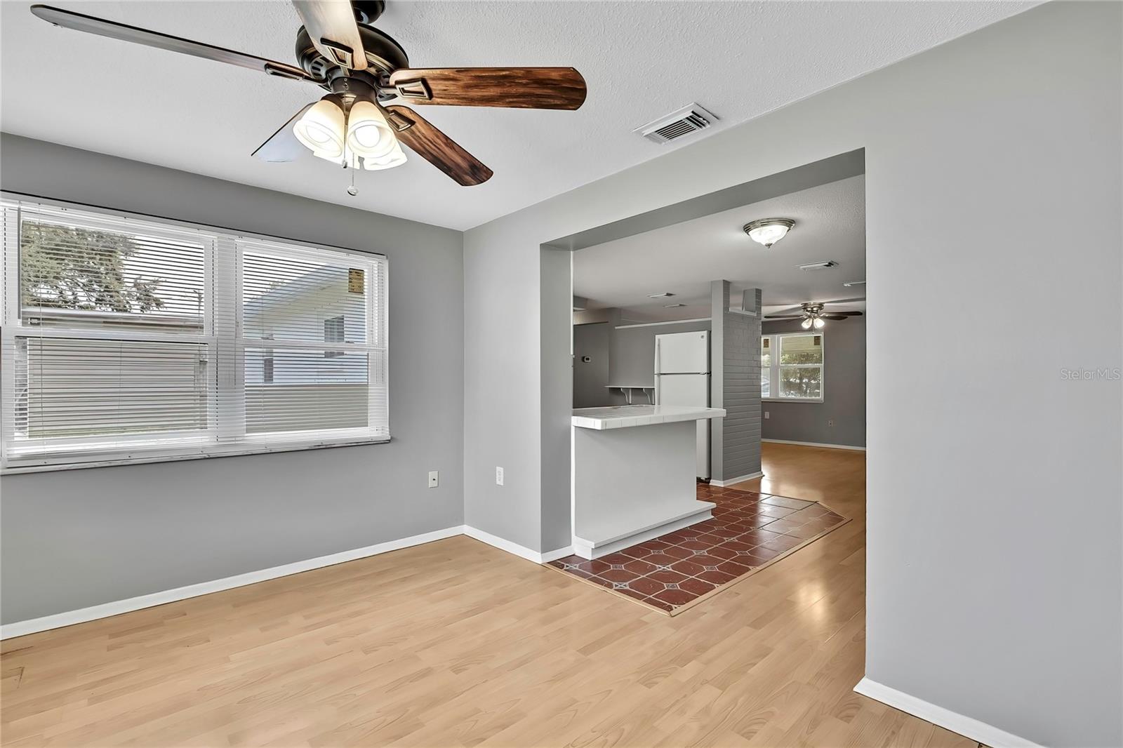 view of kitchen from back room