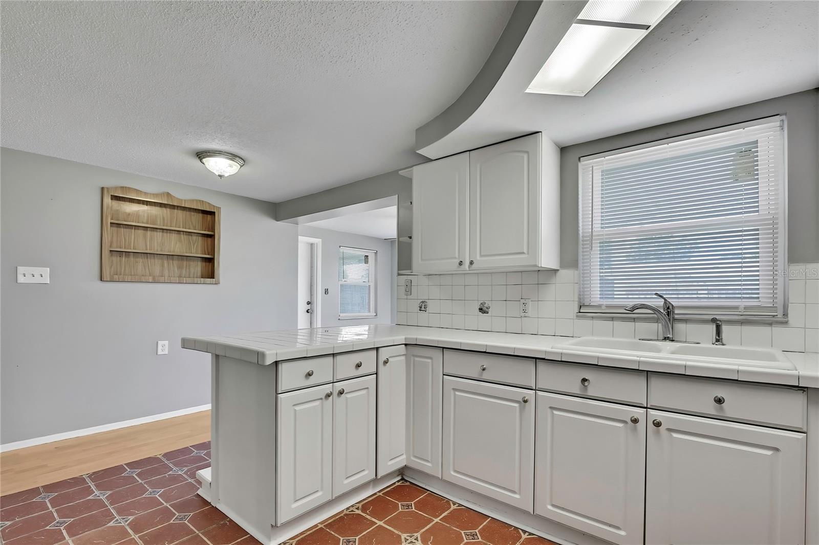 hallway view of kitchen