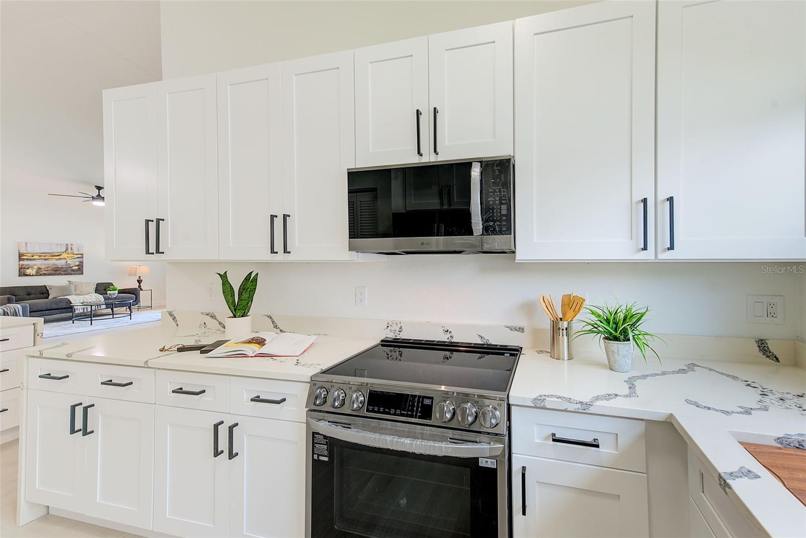 New Kitchen Appliances, Cabinets, and Quartz Counters w/ Waterfall