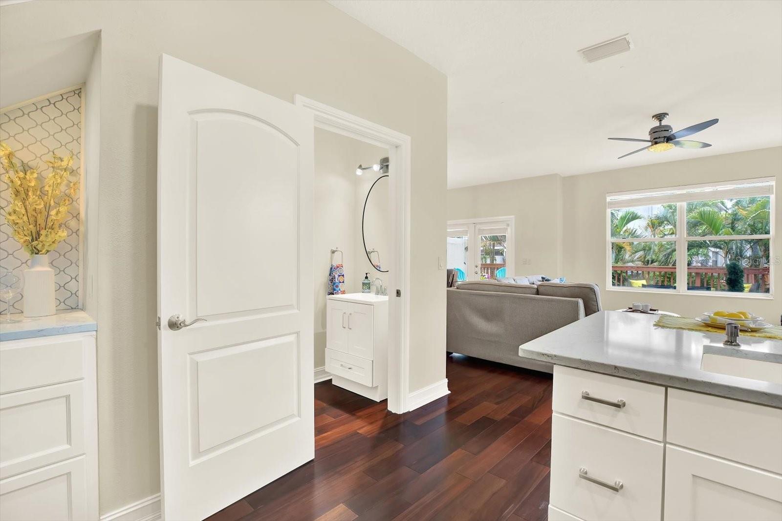Convenient 2 piece bathroom.