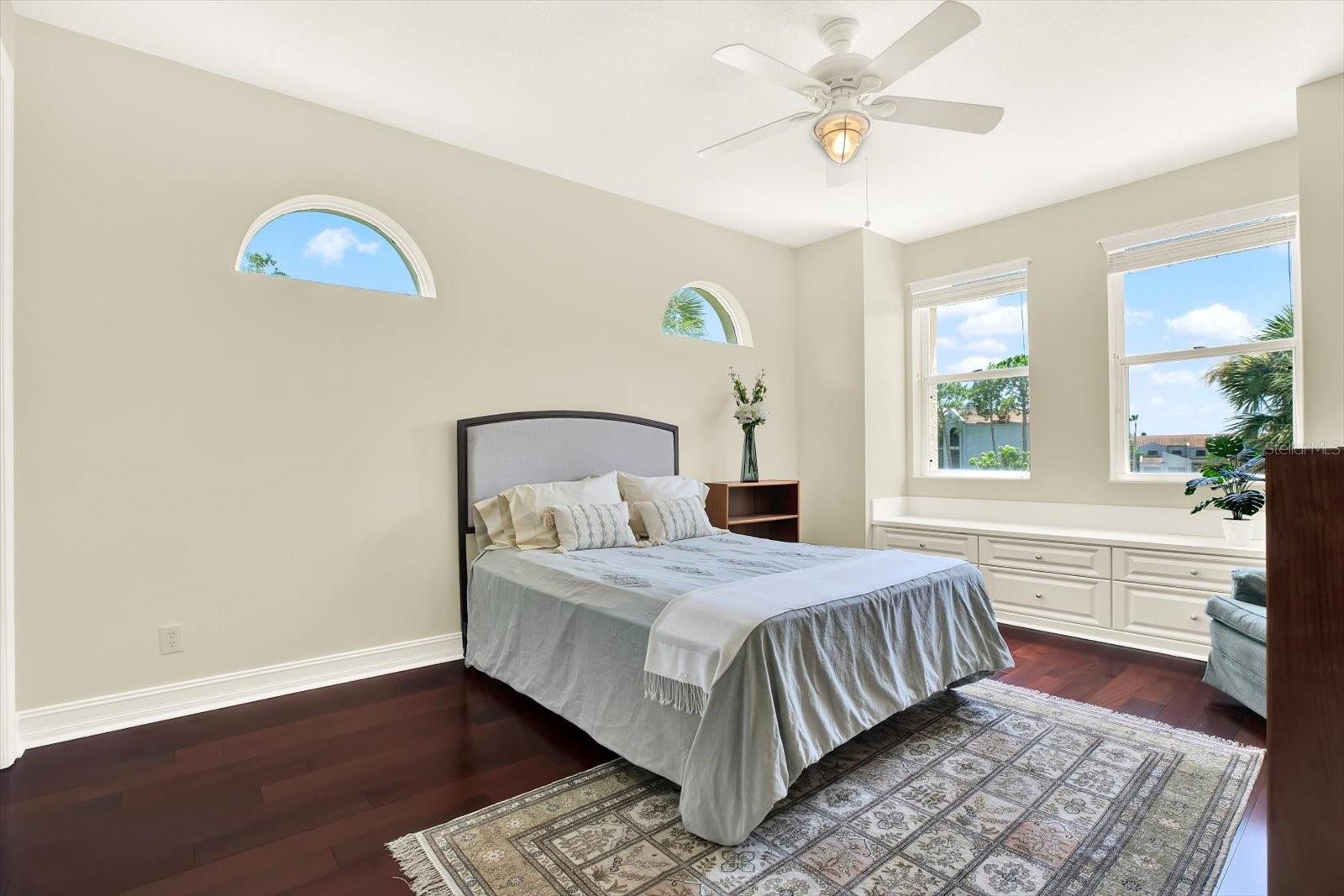 Bedroom 2 - with beautiful built in seating/storage.