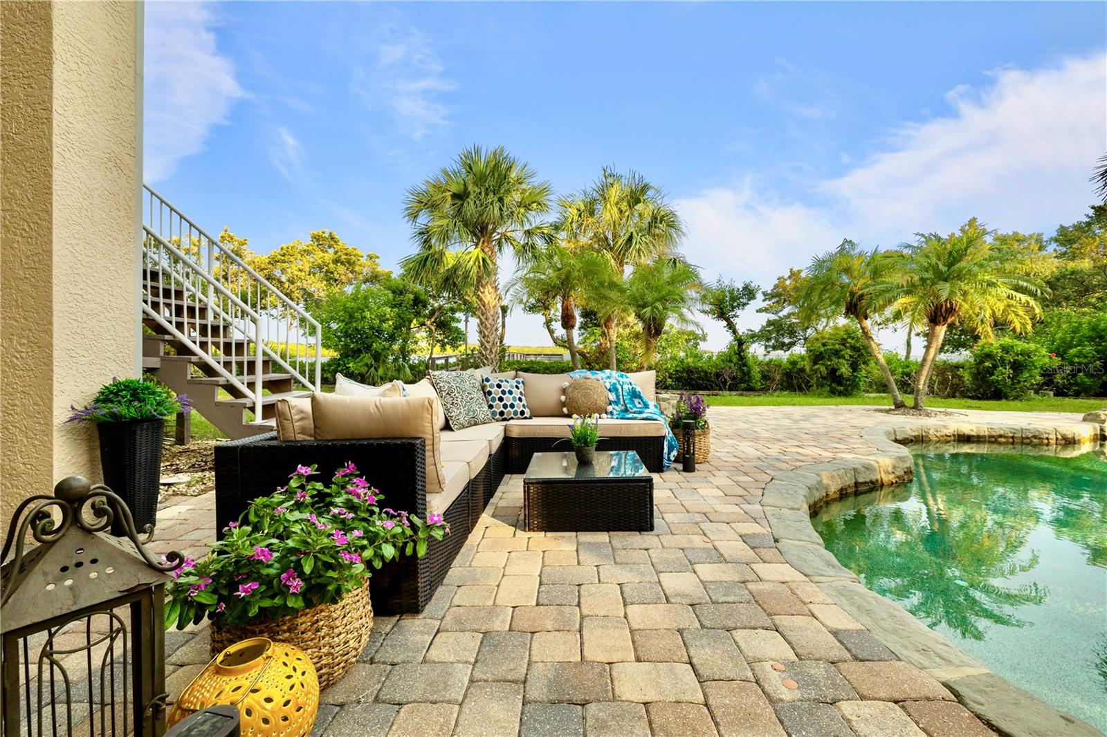 ground level resort style pool area