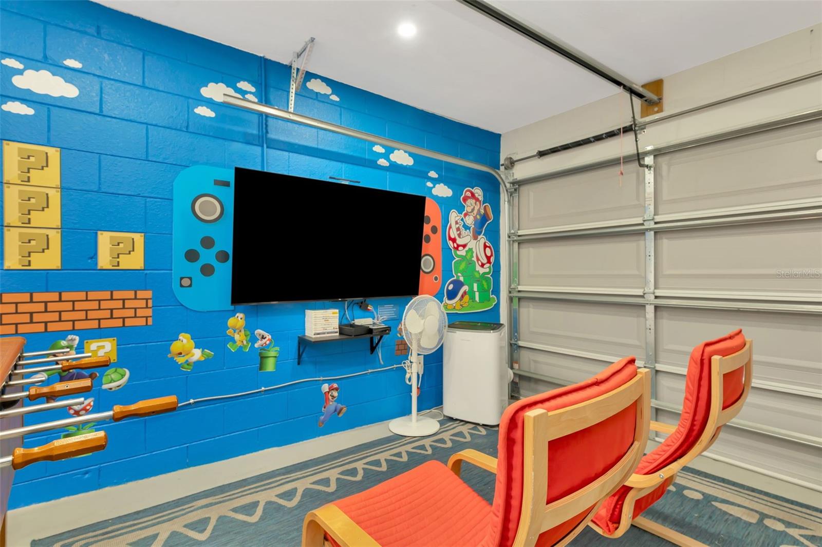 Game room wall.