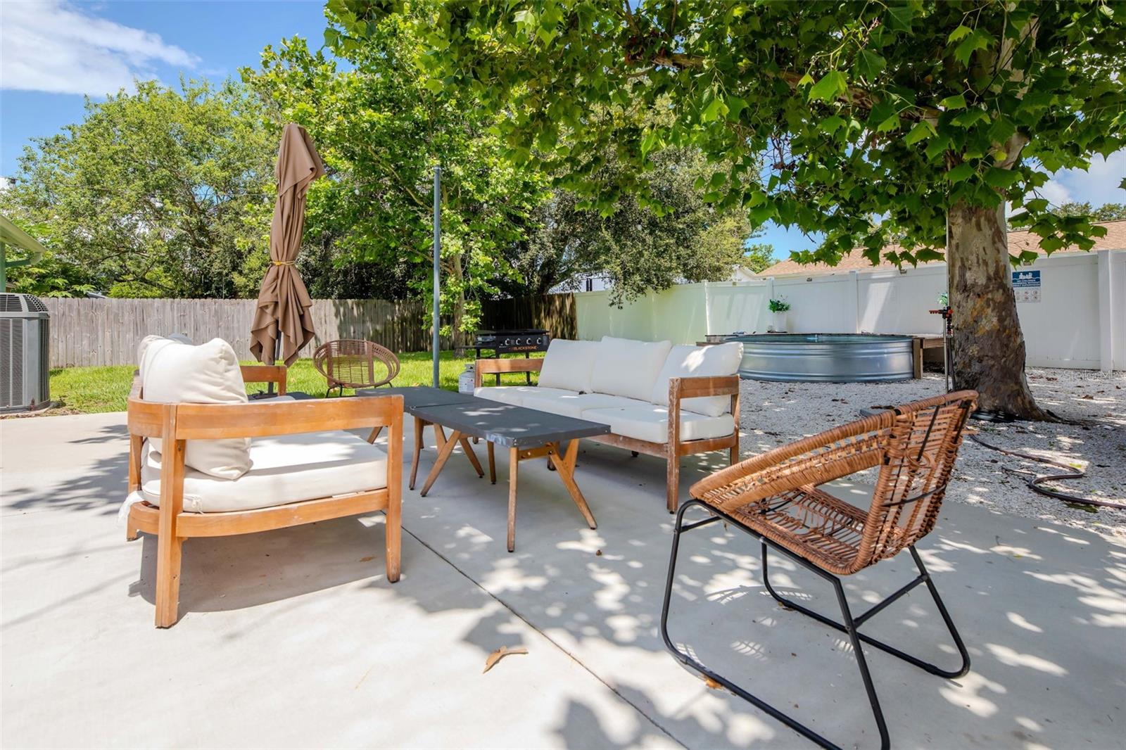 Backyard furniture and oasis