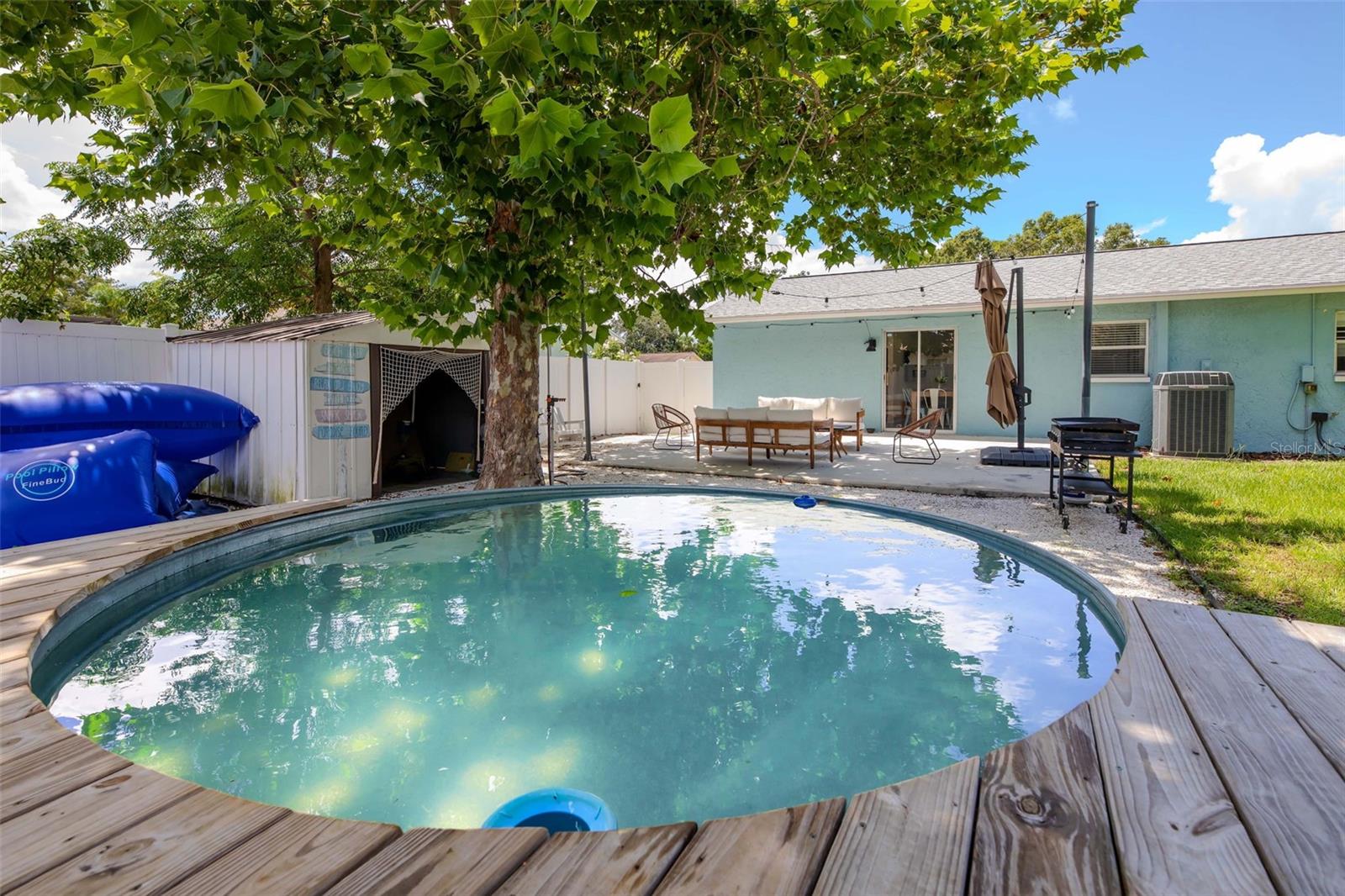 View of the back of the house from the pool.