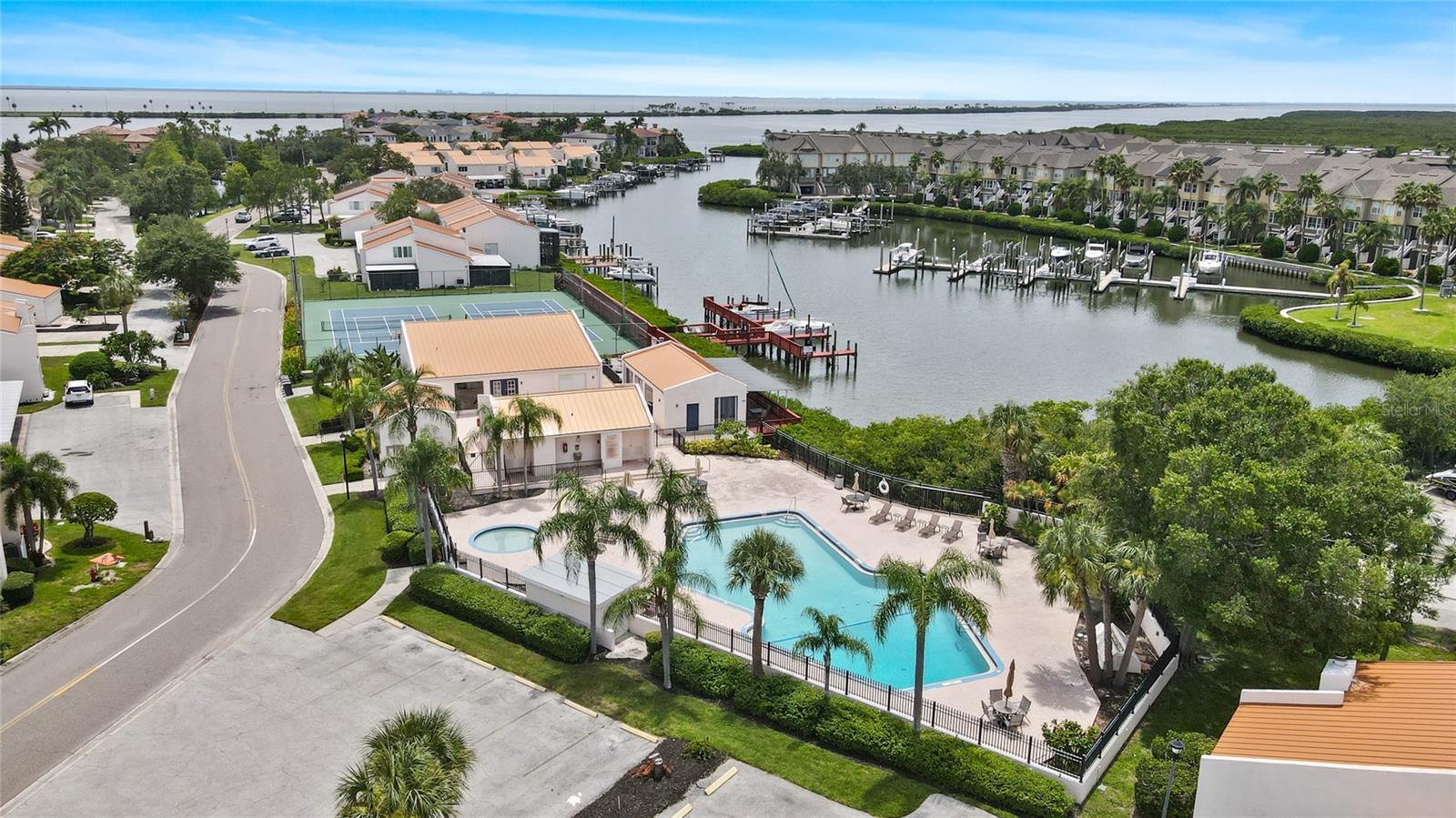 area shot of spa, pool and club house