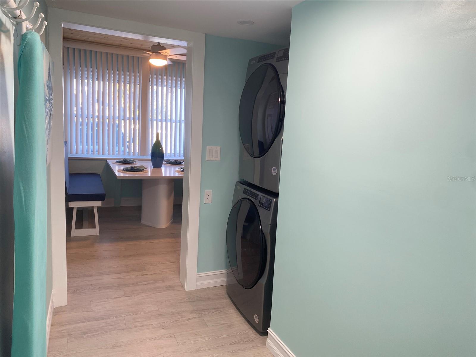 Back hallway with laundry