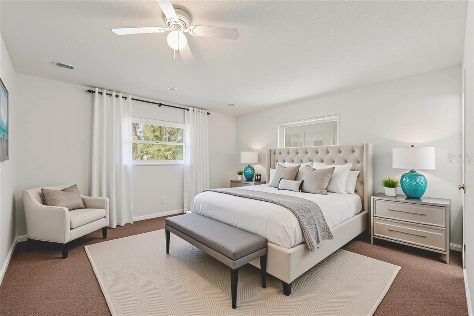Primary bedroom virtually staged