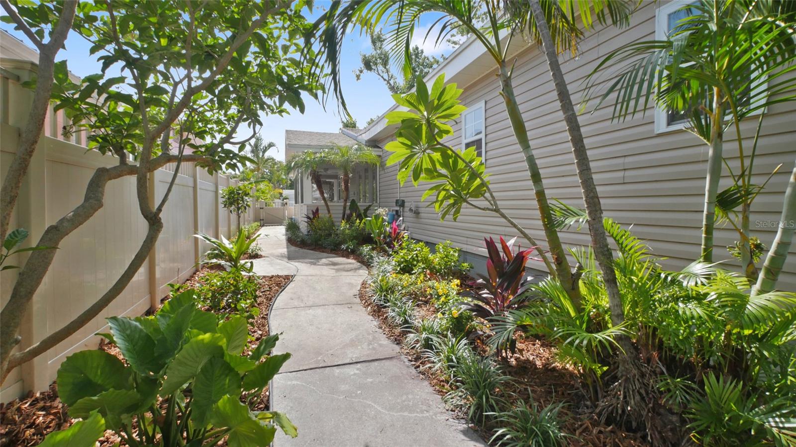 Side yard and screened porch