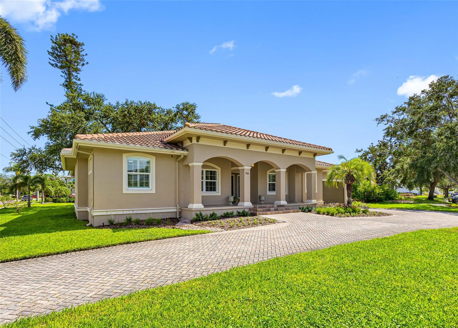 Enormous pavered driveway