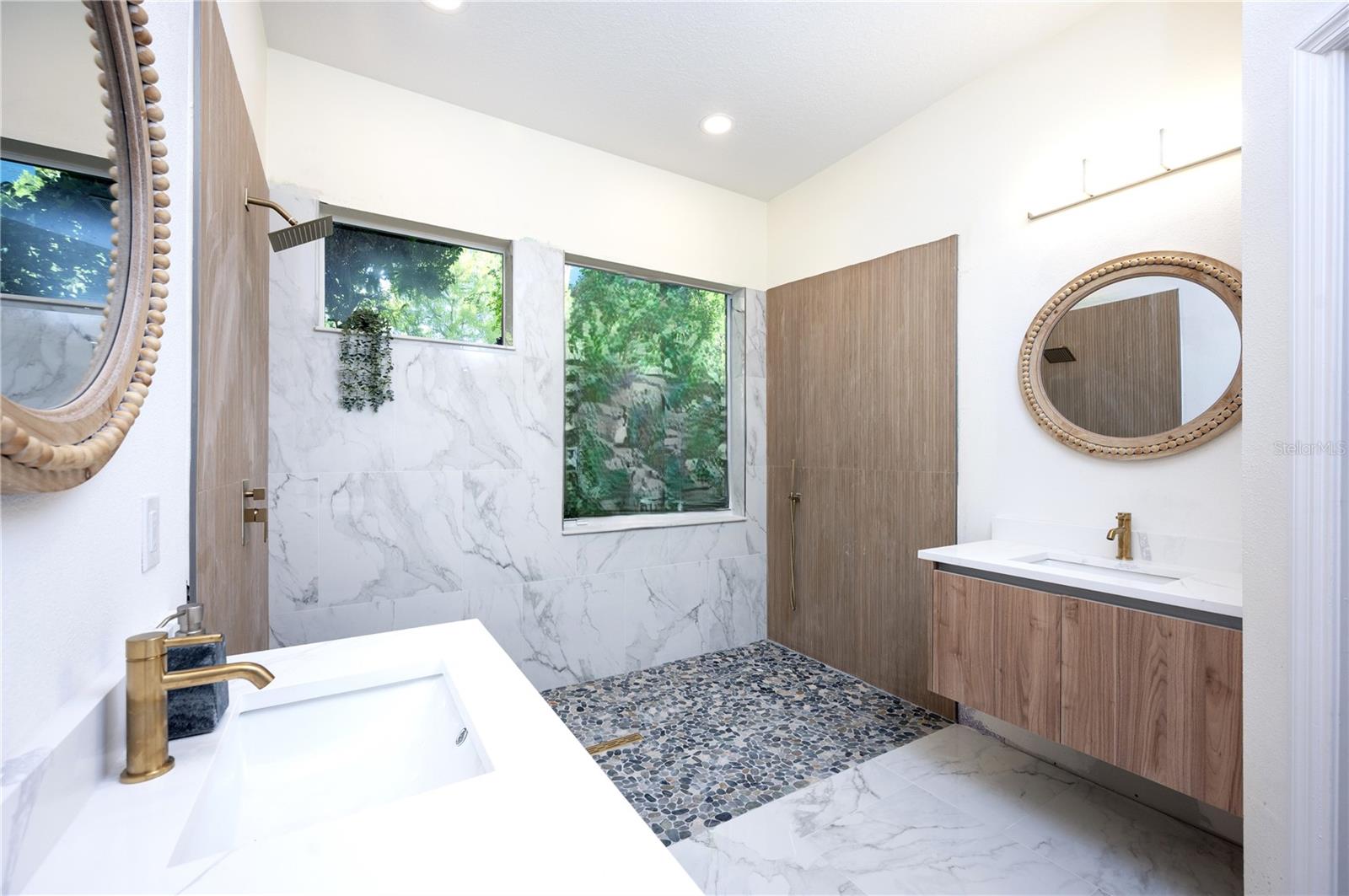 Spa inspired Master Bath! Huge walk in shower. Glass enclosure in process