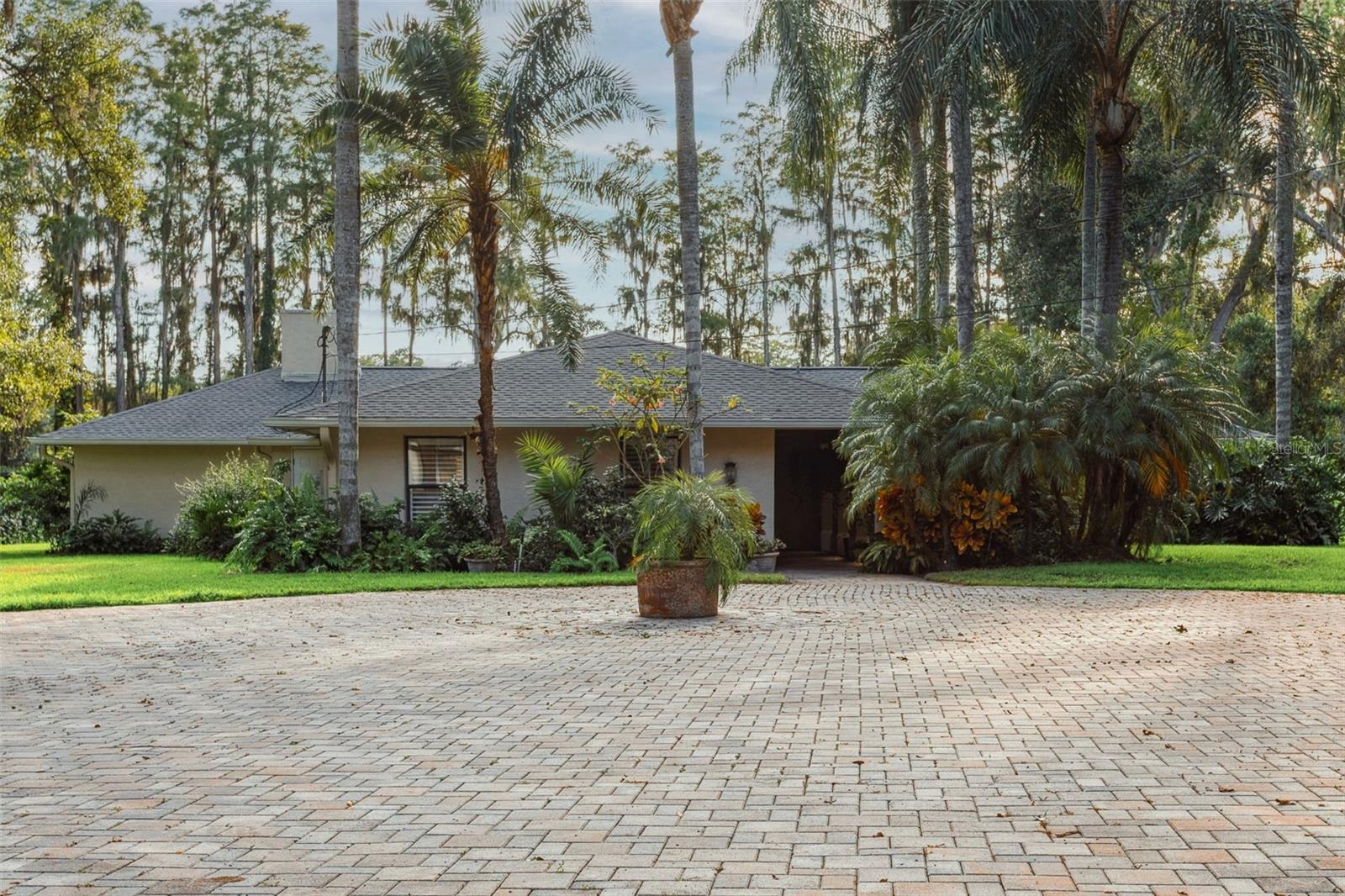 Large bricked paved driveway