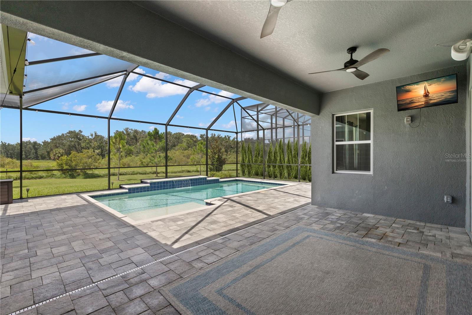 Virtually Staged (Bushes) Salt Water Private Pool with Conservation