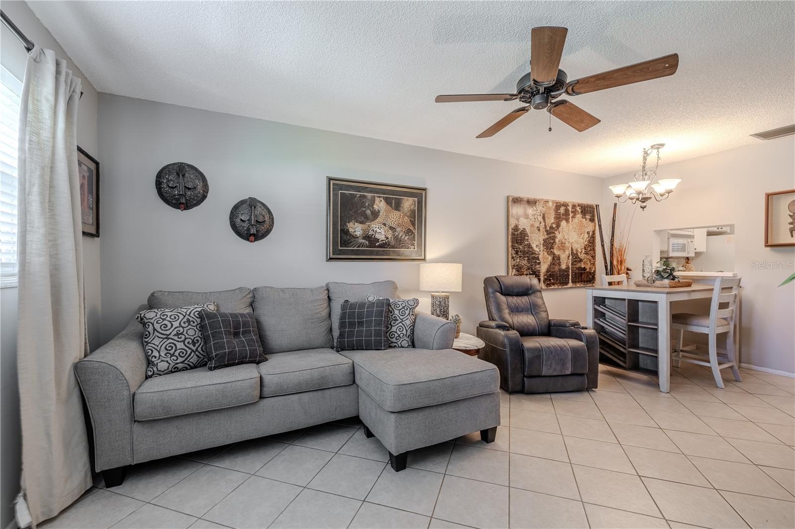 The dining and living room.