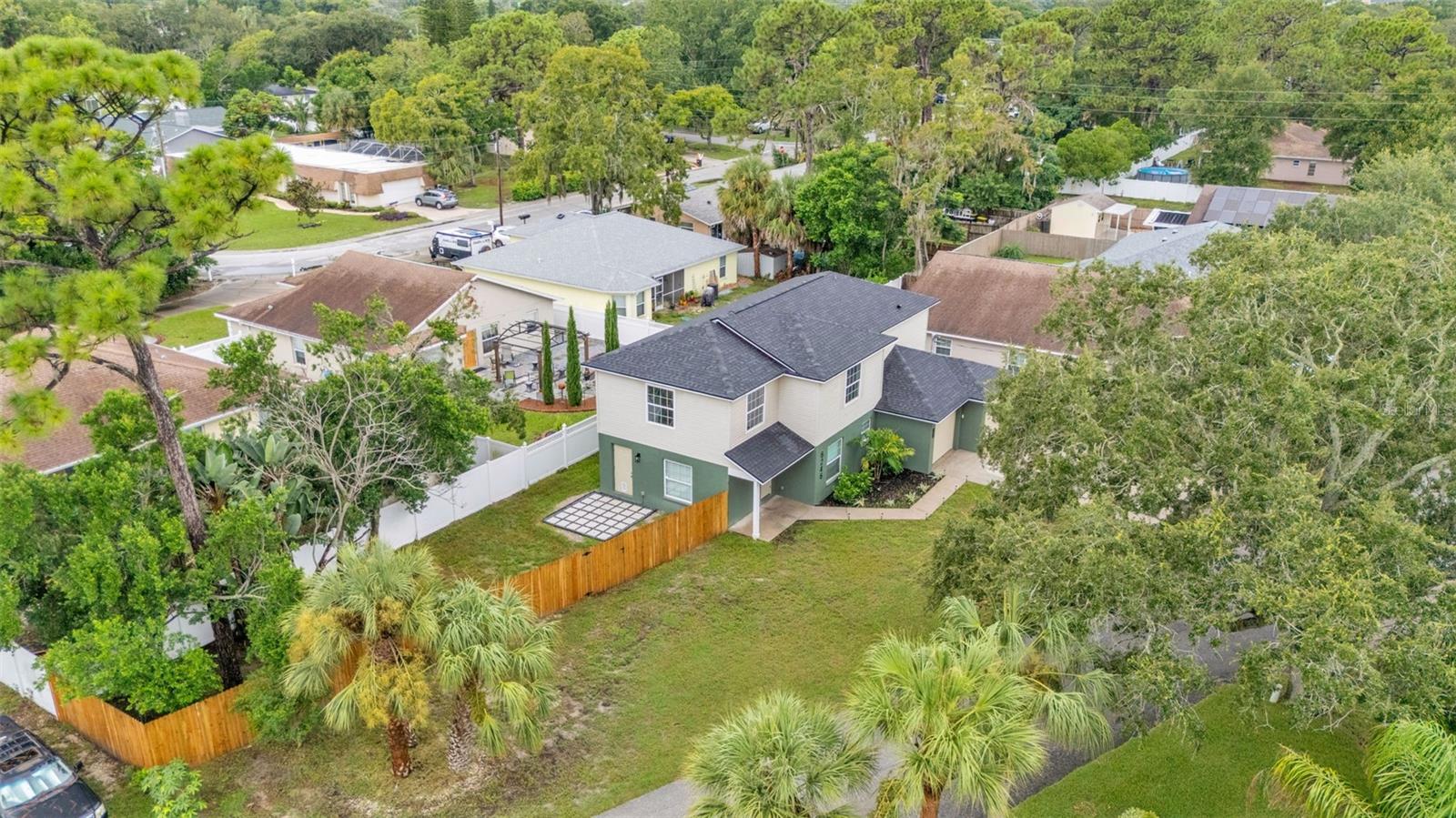 Aerial view of property and surrounding area.