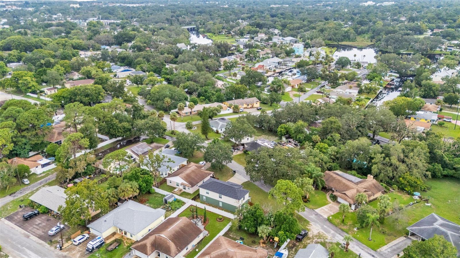 Aerial view of property and surrounding area.