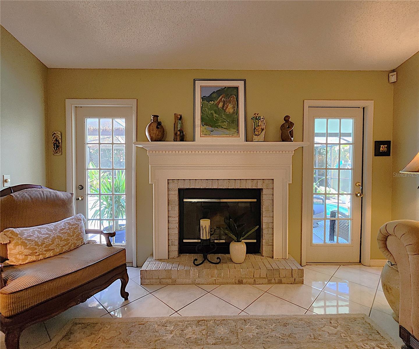 Wood burning fireplace