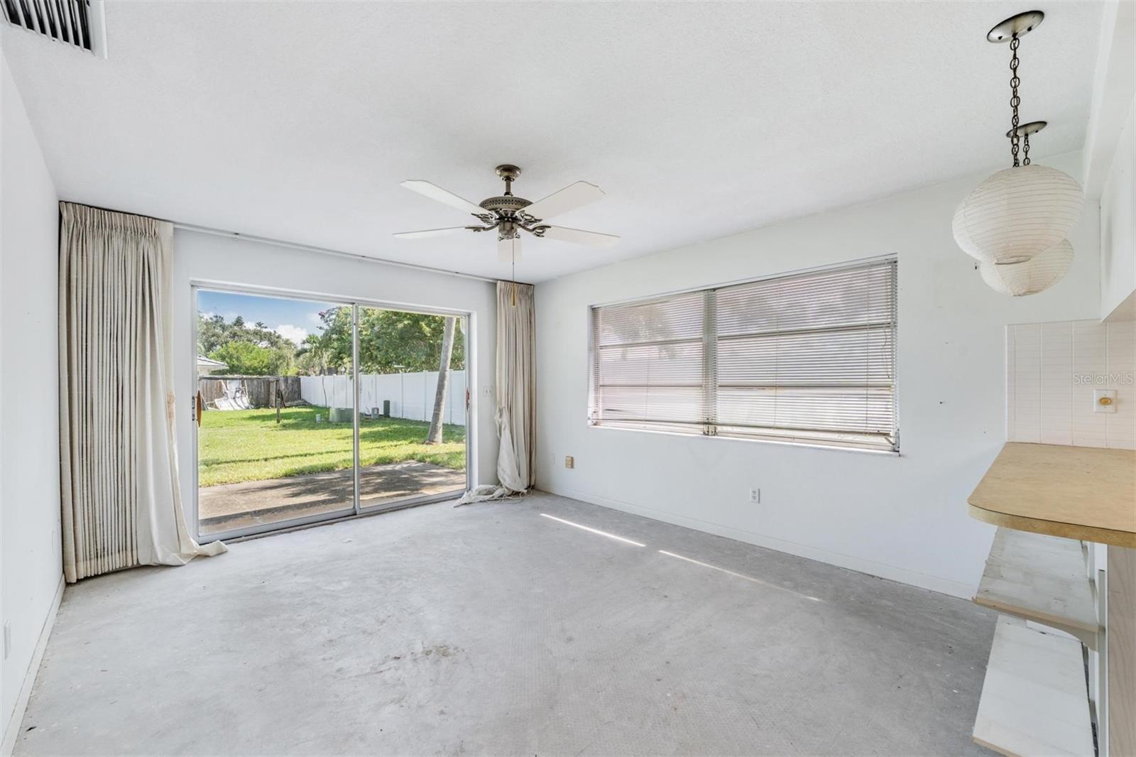 Family room with sliders to the backyard