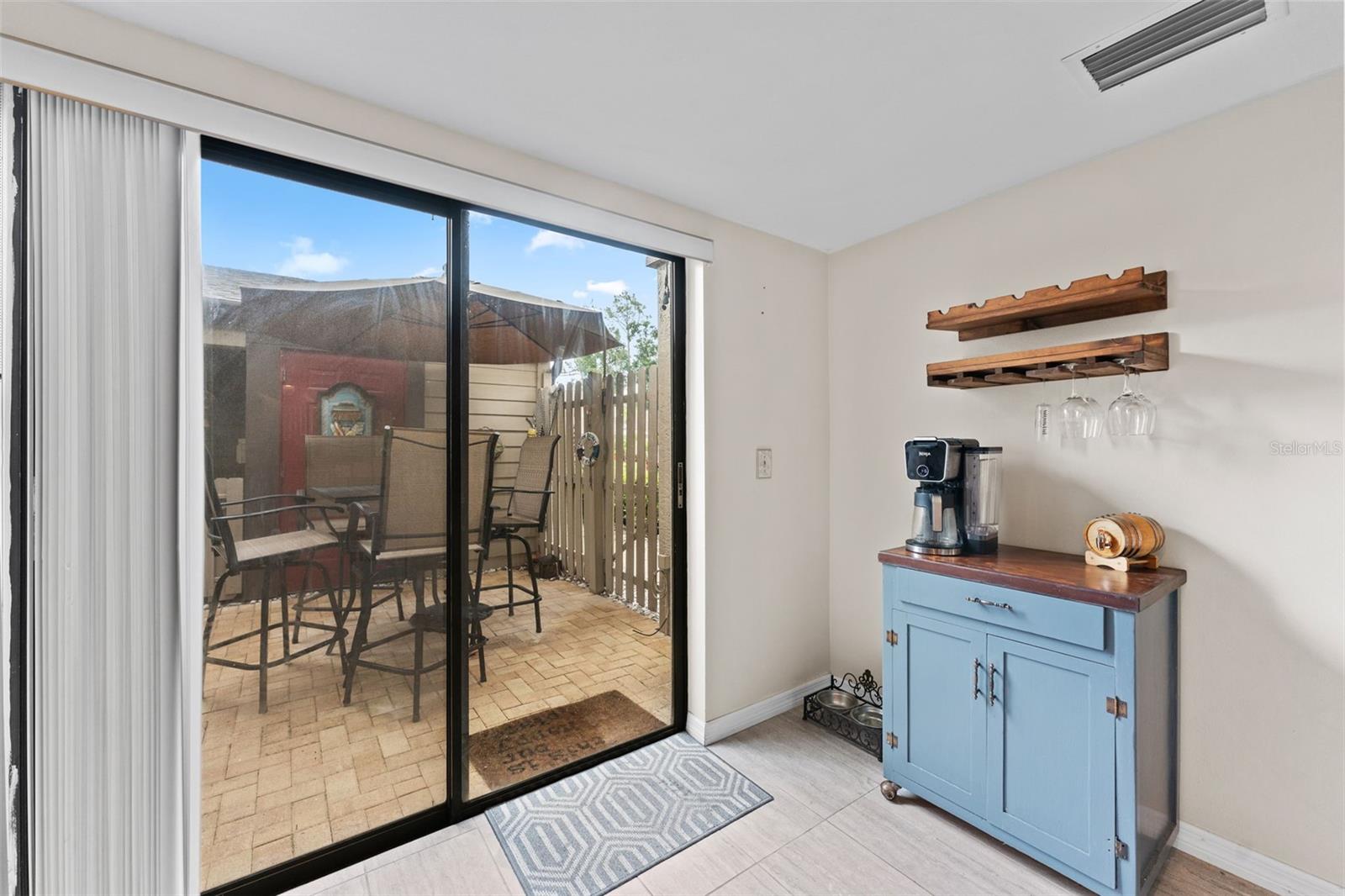 Private patio off of the kitchen
